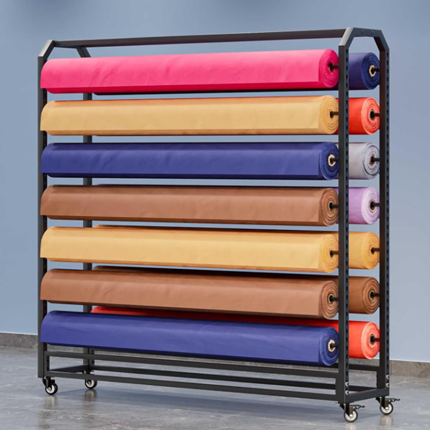 SturdySolut - Estantería de tela ajustable con 18 varillas para colgar, carrito textil para vinilo y telas SturdySolut, 175 cm