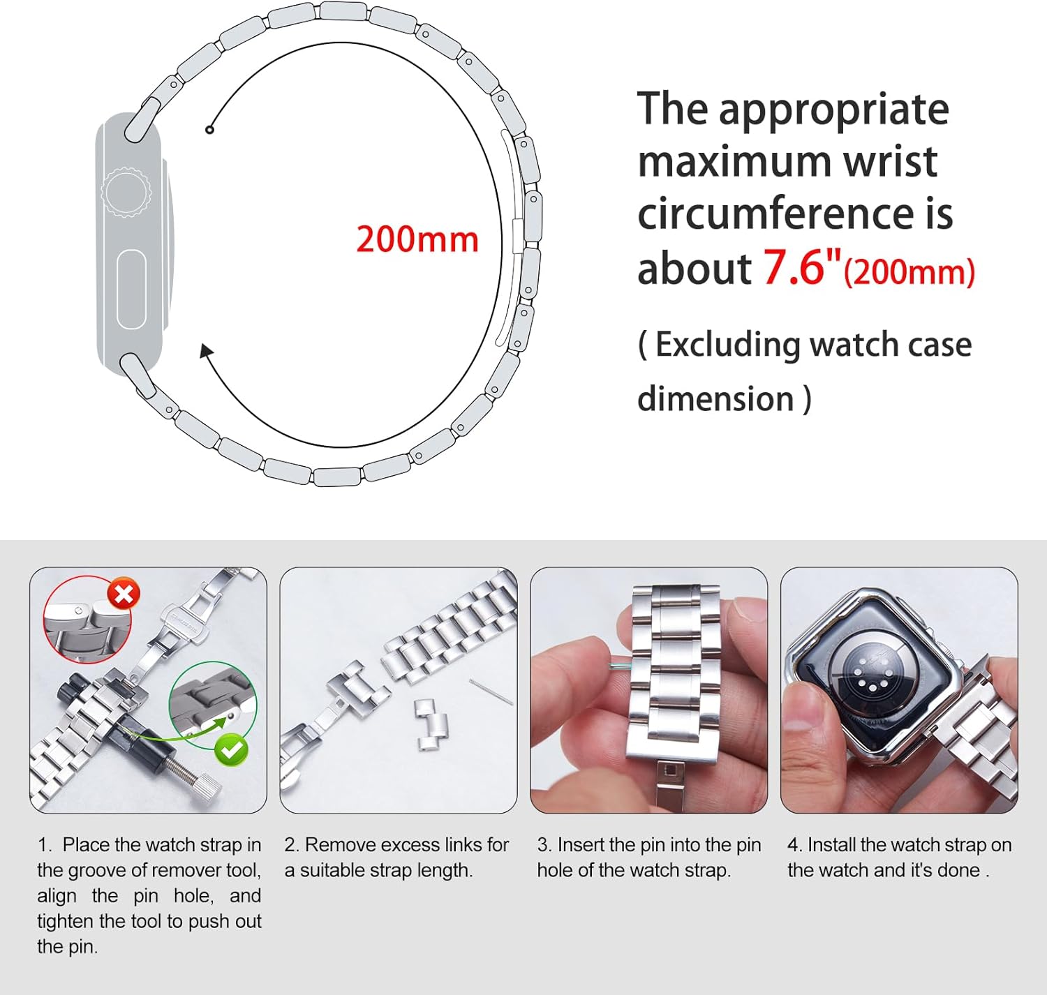 BINLUN Stainless Steel Bands Compatible with Apple Watch 49mm 45mm-44mm-42mm 41mm-40mm-38mm Metal Bracelets with TPU Case Fit For iWatch Strap 9/8/7/6/5/4/3/2/1//SE2/SE/Ultra Men Women