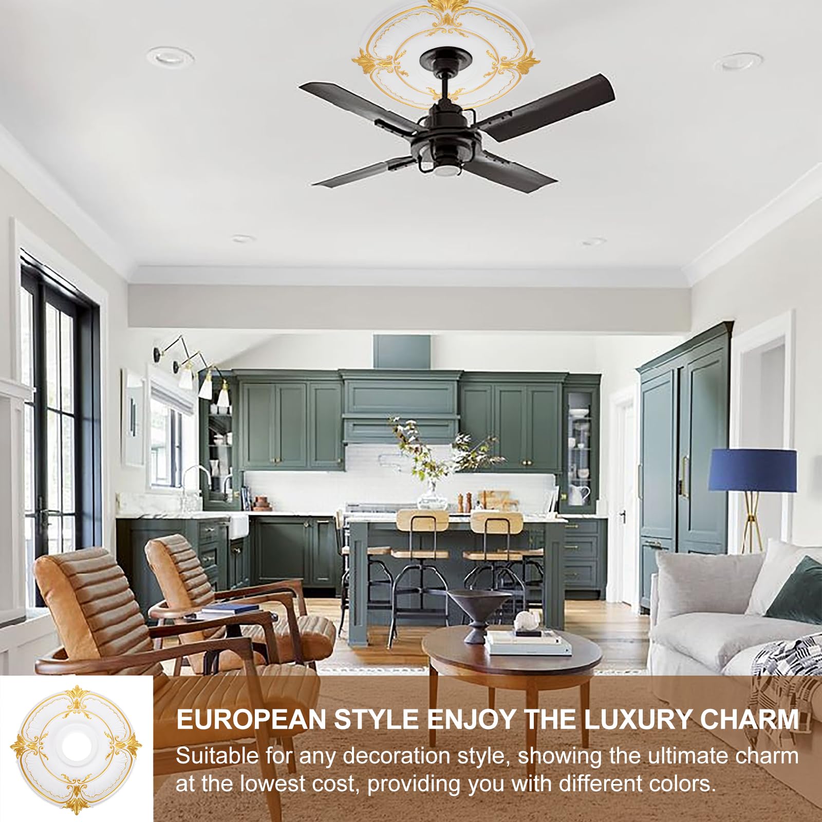PATIKIL Rosone Da OD X ID PU Decorativo Rosone Lampadario Bianco(Oro).
