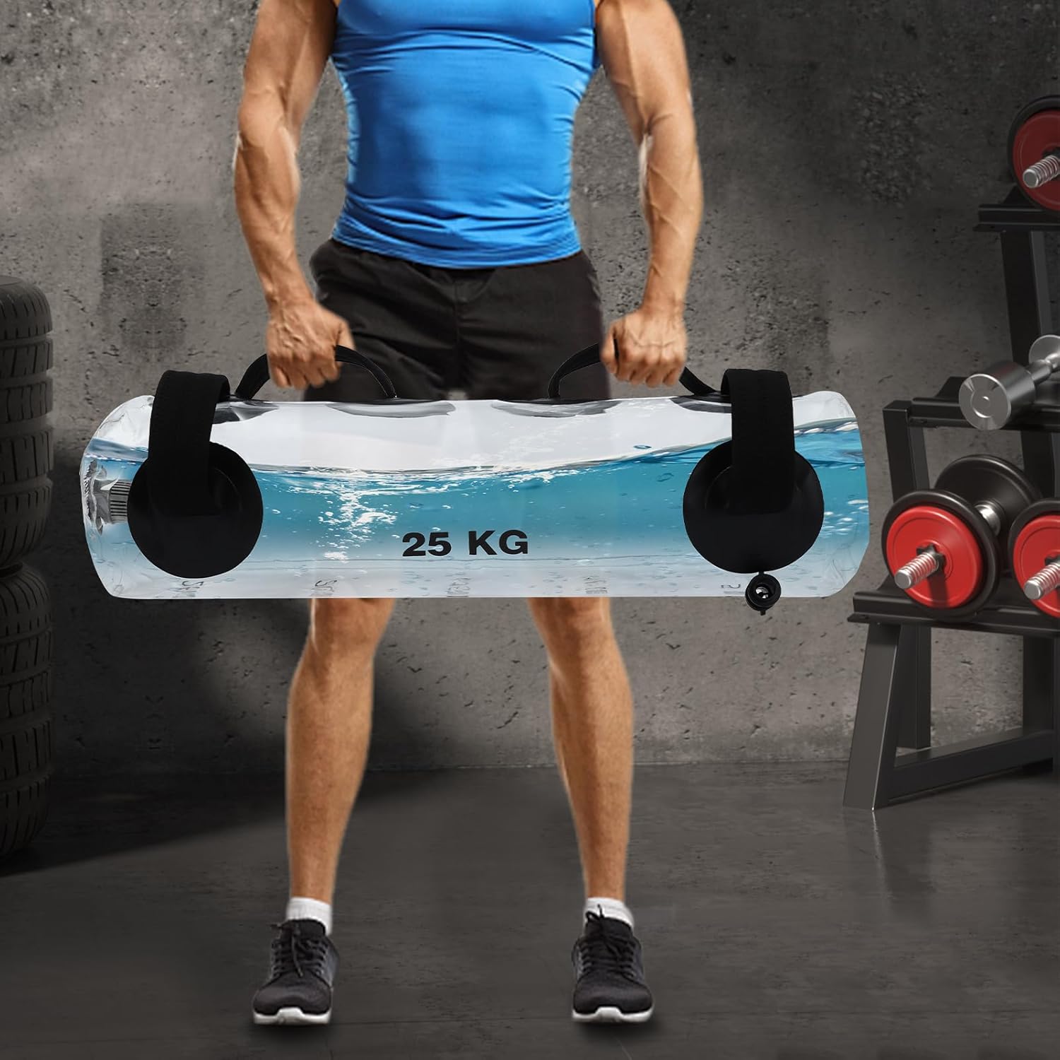 Portable Fitness Aqua Bag - 55lbs Water Weight Training Equipment with Stability Straps, Inflatable PVC for Full-Body Workouts - Ideal for Home & Outdoor Gym Use