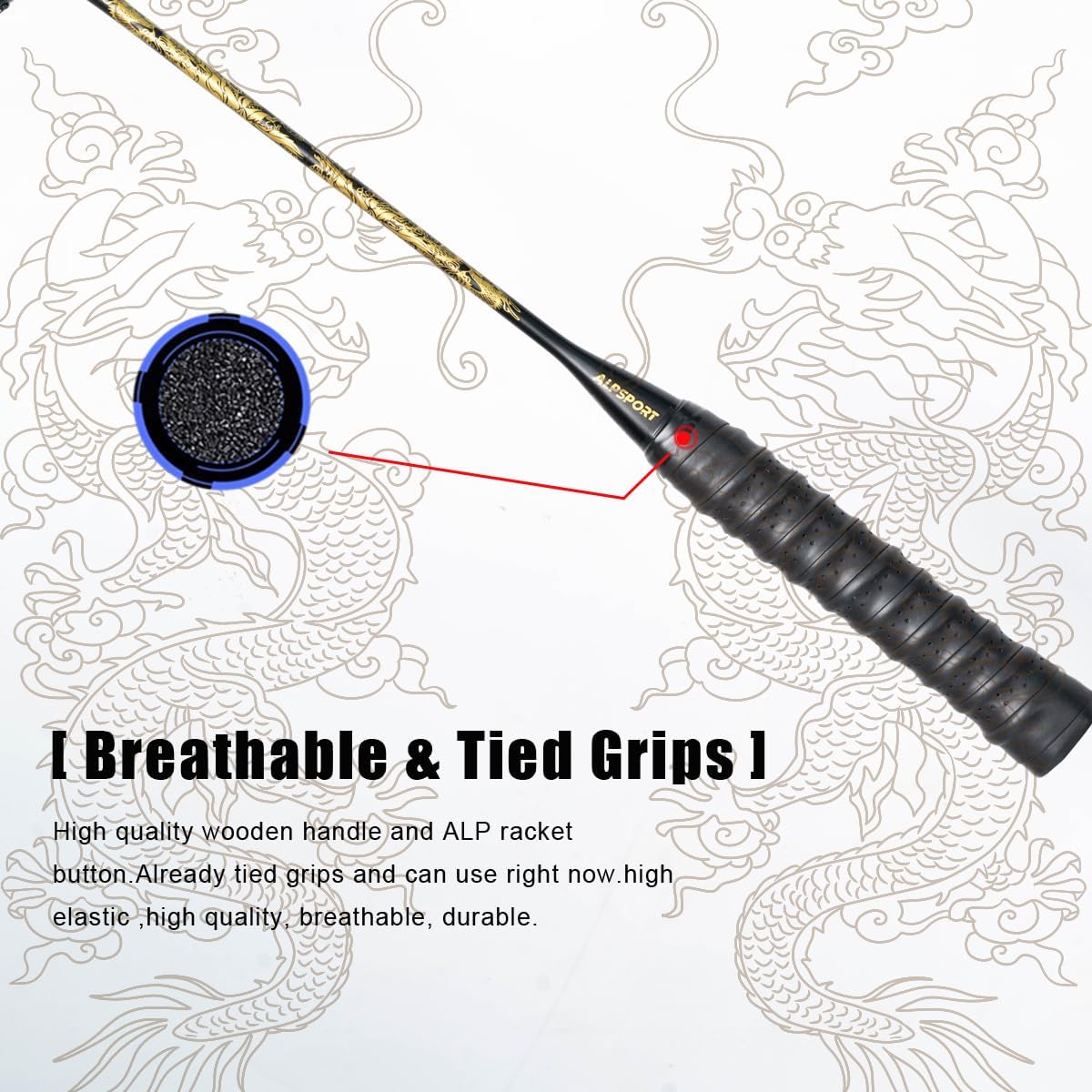 SL Golden Dragon 4U G5 Graphite Professional Badminton Rackets Sets of 2, Full Carbon Fiber Racquets with 1 Leather Bag, 2 Tied Grips Tapes, Padel Raket for Sports Training