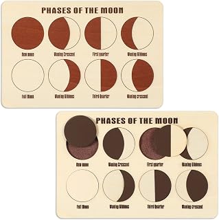 Moon Puzzles Wooden Montessori Puzzle Moon Phases Puzzles Games Education Tool Learning Toys Educational Preschool Gifts for Girls Boys to Learn About The Moon Cycle