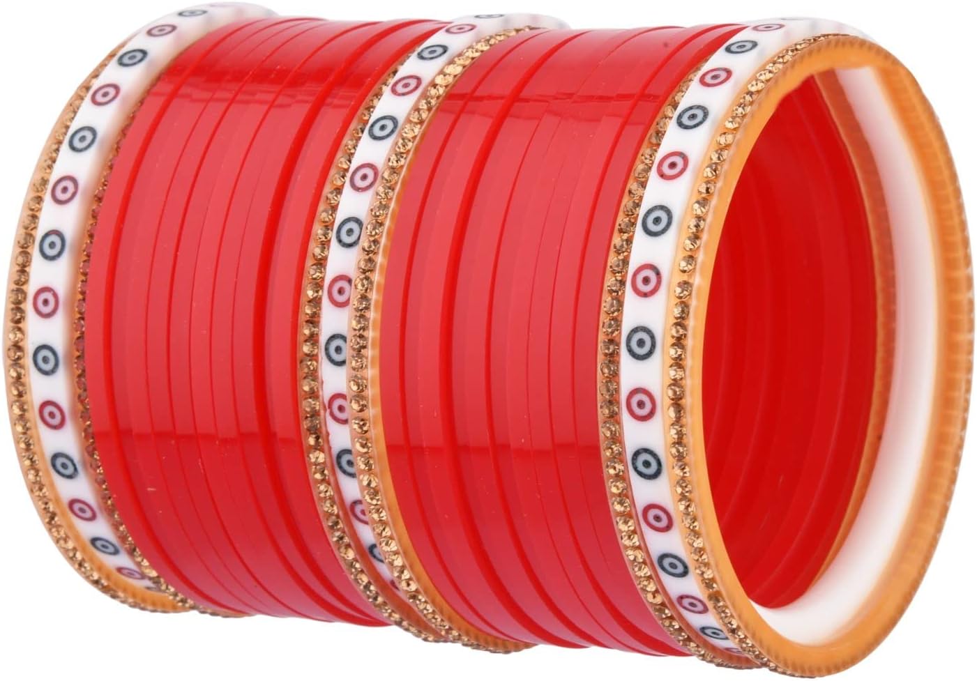 Efulgenz Indian Bangles for Women Bridal Bangle Set Punjabi Chuda Traditional Wedding Bridal Chura Set Crystal Rhinestone Acrylic Bracelet Set Jewelry for Women
