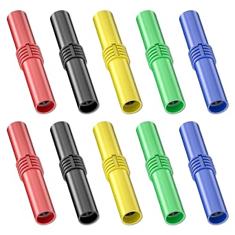 Goupchn Insulated 4mm Banana Female to Female Jack Socket Connector | Adapter Coupler, Five Colors, For 4mm Banana Extension, Electrical Testing