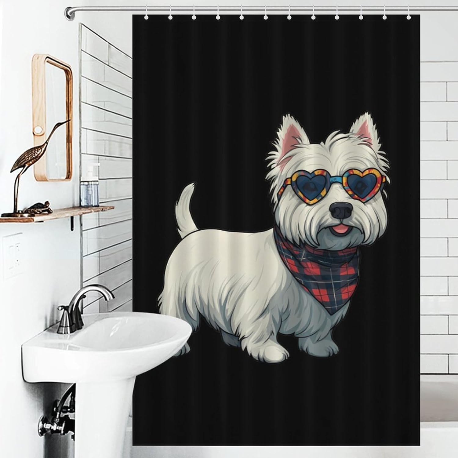 Westie Dog Shower Curtain 46.85x70.87Inch（119x180cm） Polyester Bath Curtain Shower Curtains Printed Decorative