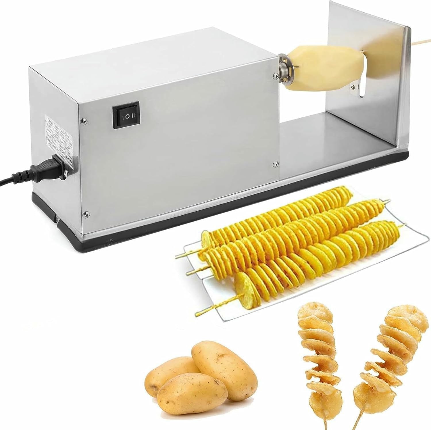 Commercial Electric Potato Slicer, Automatic Shredder, Food Grade Stainless Steel Spiral Potato Shredder~/