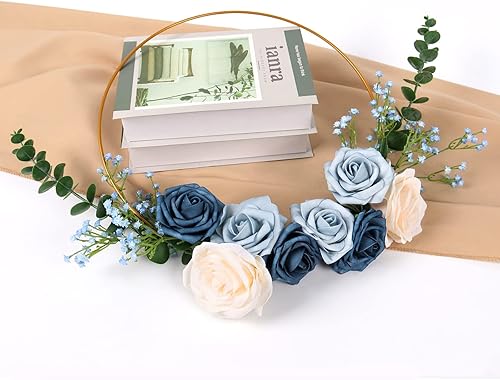 Miniatura 4 de 22 piezas de hojas de eucalipto, hojas de eucalipto artificiales a granel, hojas de dólar plateadas, ramas de eucalipto, vegetación para coronas