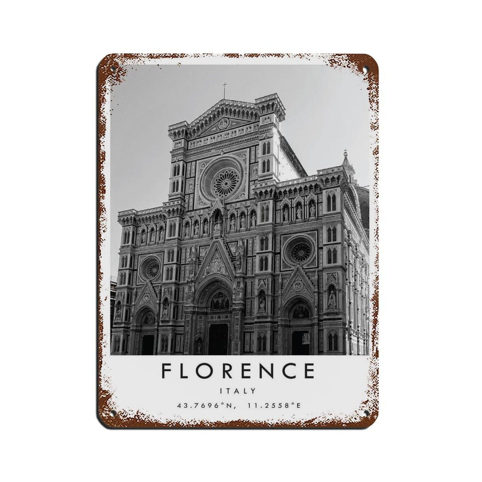 Florence Travel, Italy Poster Poster Tin Sign Vintage Metal Pub Club Cafe Bar Home Wall Art Decoration Poster Retro 12x16inch(30x40cm)