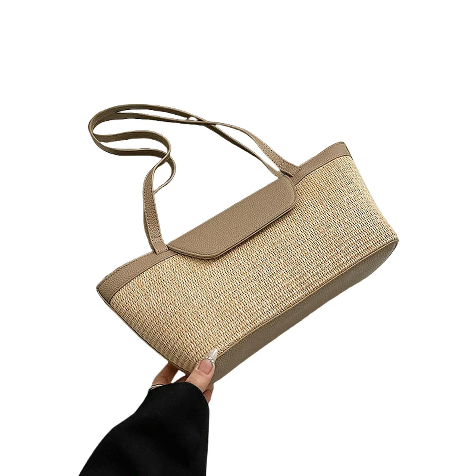 Torebki damskie na zakupy tkane słomkowe torebki dla kobiet lato kobiety nowa torebka damska torebka plażowa torebka damska torebki i portfele khaki 37 cm x 16 cm x 11 cm