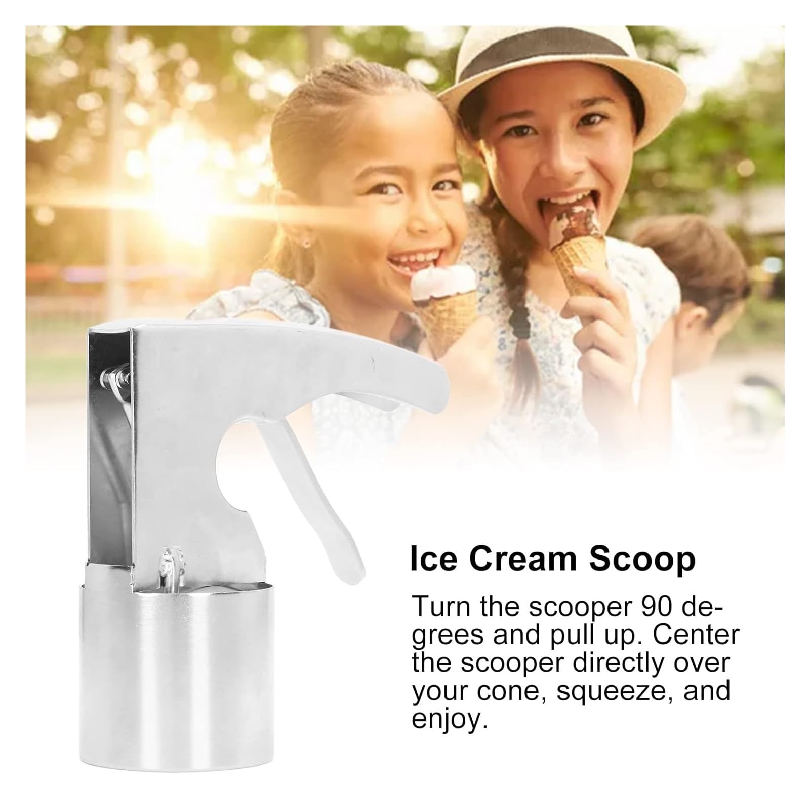 cuillère de glace en aluminium, cuillère à main, Cuillère à glace en acier inoxydable, grande cuillère à volume avec gâchette, ustensiles de cuisine de style ancien, cuillère facile à nettoyer