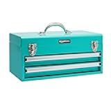 Amazon Basics Steel Tool Box Storage and Organization Drawers, 18.11 x 8.66 x 9.45 in, Turquoise Powder Coated Finish