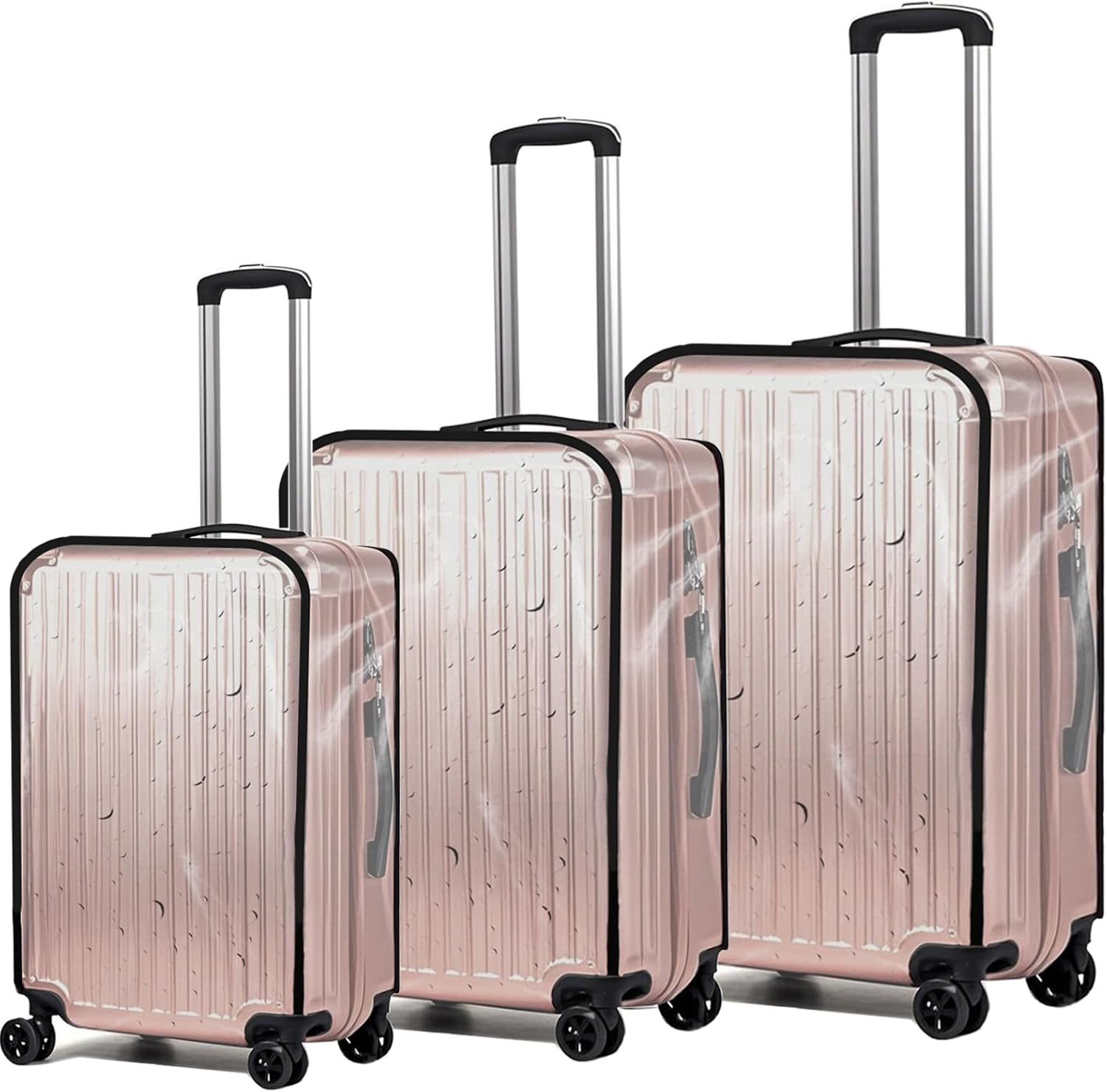 JZRSuitcase Luggage Cover Protector Fits 20 24 28 Inch Clear PVC Waterproof Suitcase Covers Travel Luggage Sleeve Tsa Approved