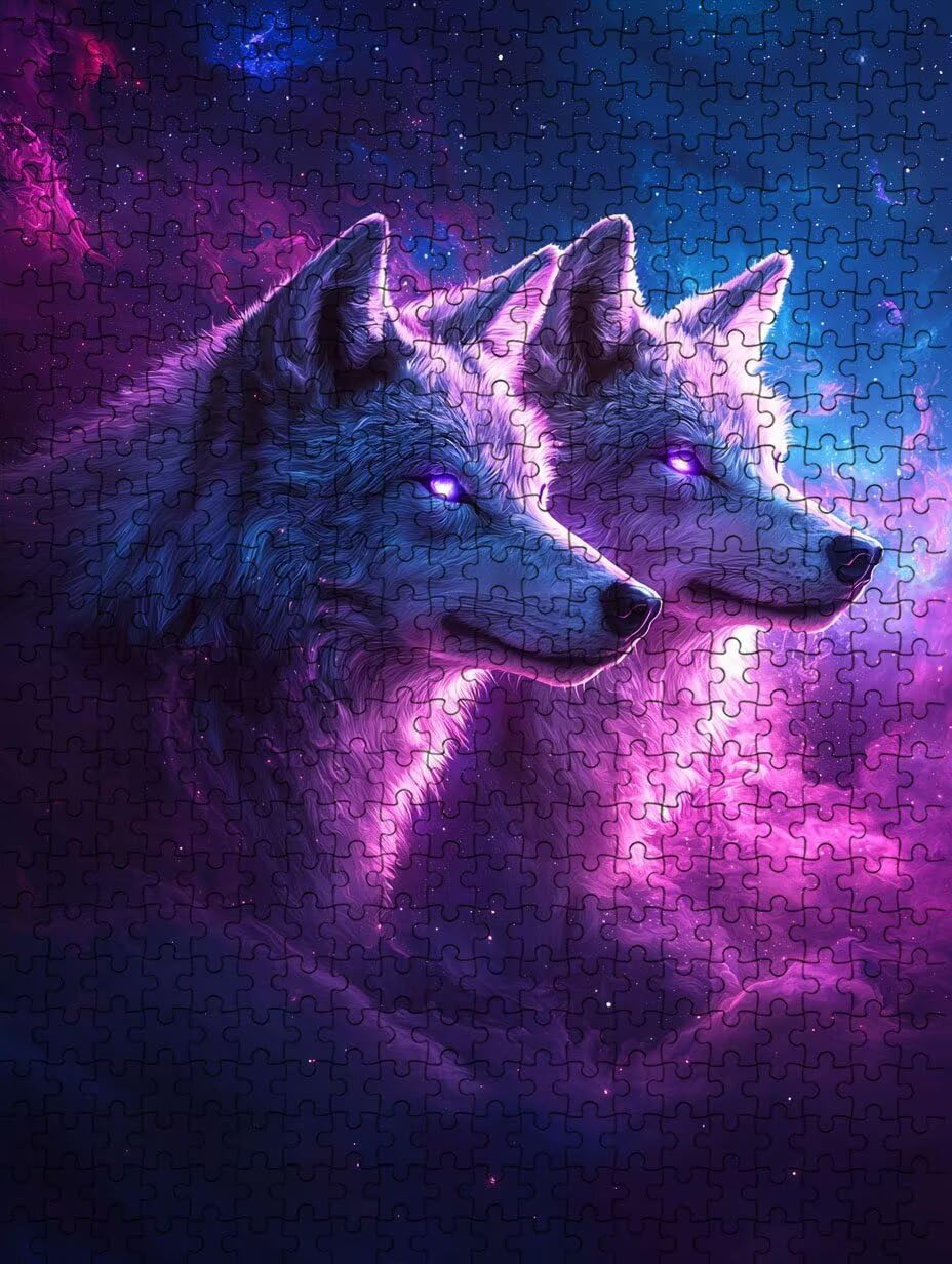 Puzzle 3000 elementów, puzzle dla dorosłych gwiaździste niebo wilk artystyczne puzzle, gra puzzli, drewniane układanki, niemożliwa klasyczna układanka, do gry edukacyjnej wyzwanie zabawki, układanki
