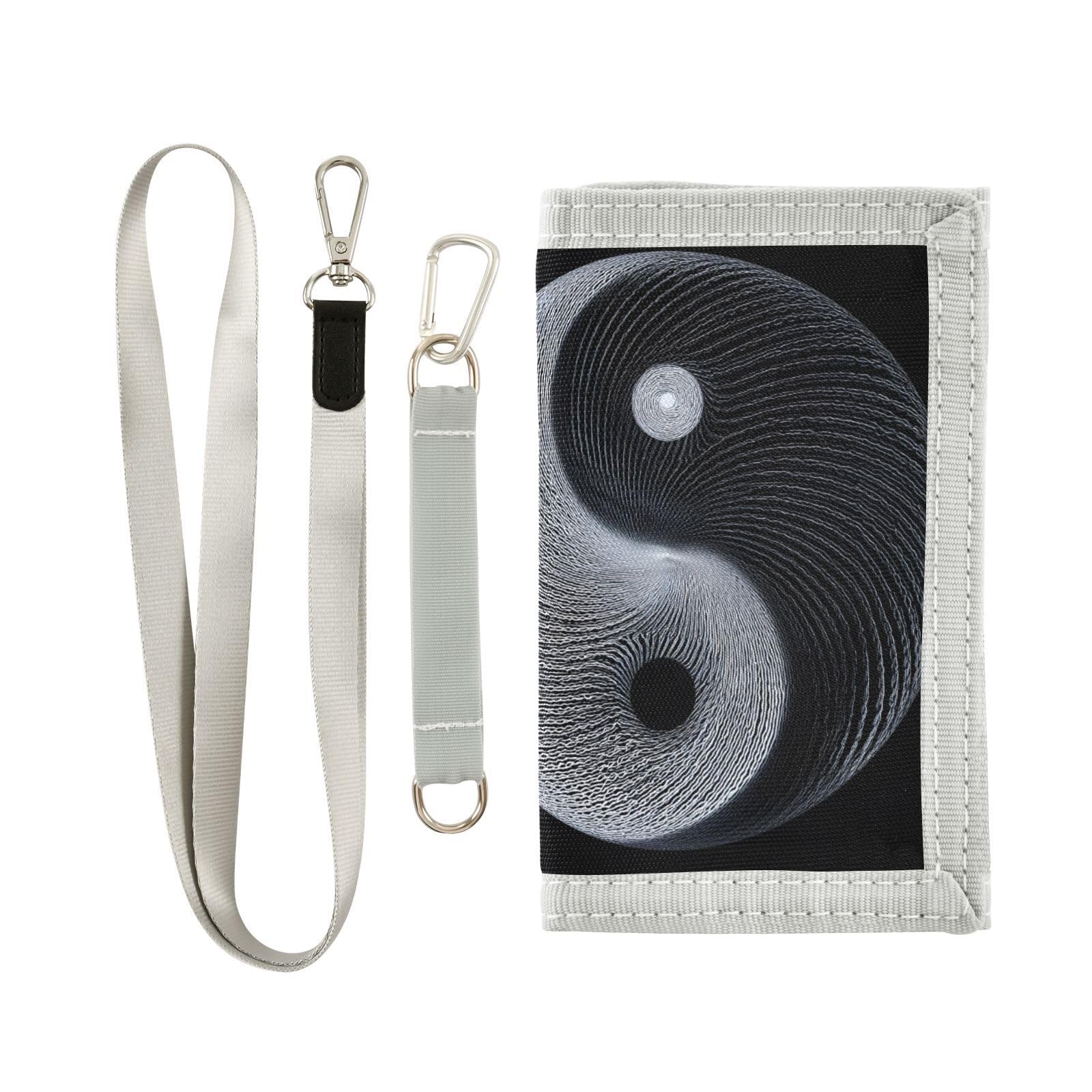 FOLIOSA Chinese Yin Yang Kids Wallet for Boys Girls Youth, Compact Fabric 4.9×2.9 in