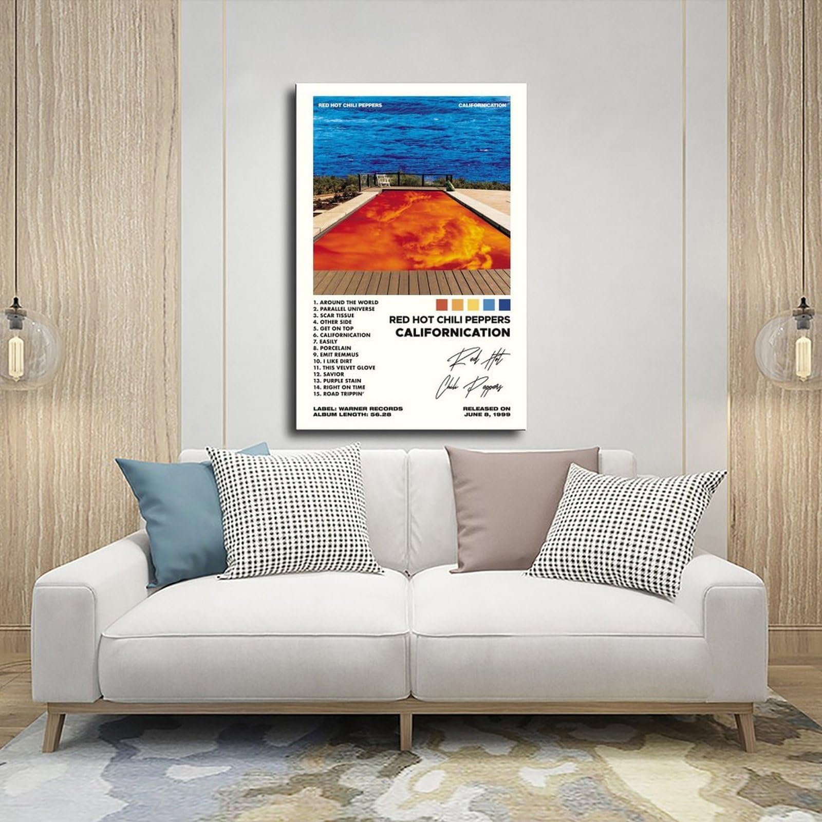 TONFON Poster Californication, poster su tela, motivo: Red Hot Chili Peppers, decorazione per camera da letto, sport, ufficio, camera da letto, regalo, con cornice, 50 x 75 cm