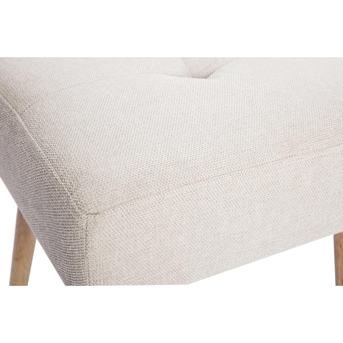 Miliboo - Taburete bajo de tela efecto terciopelo texturizado beige y madera maciza (46 cm), color beige