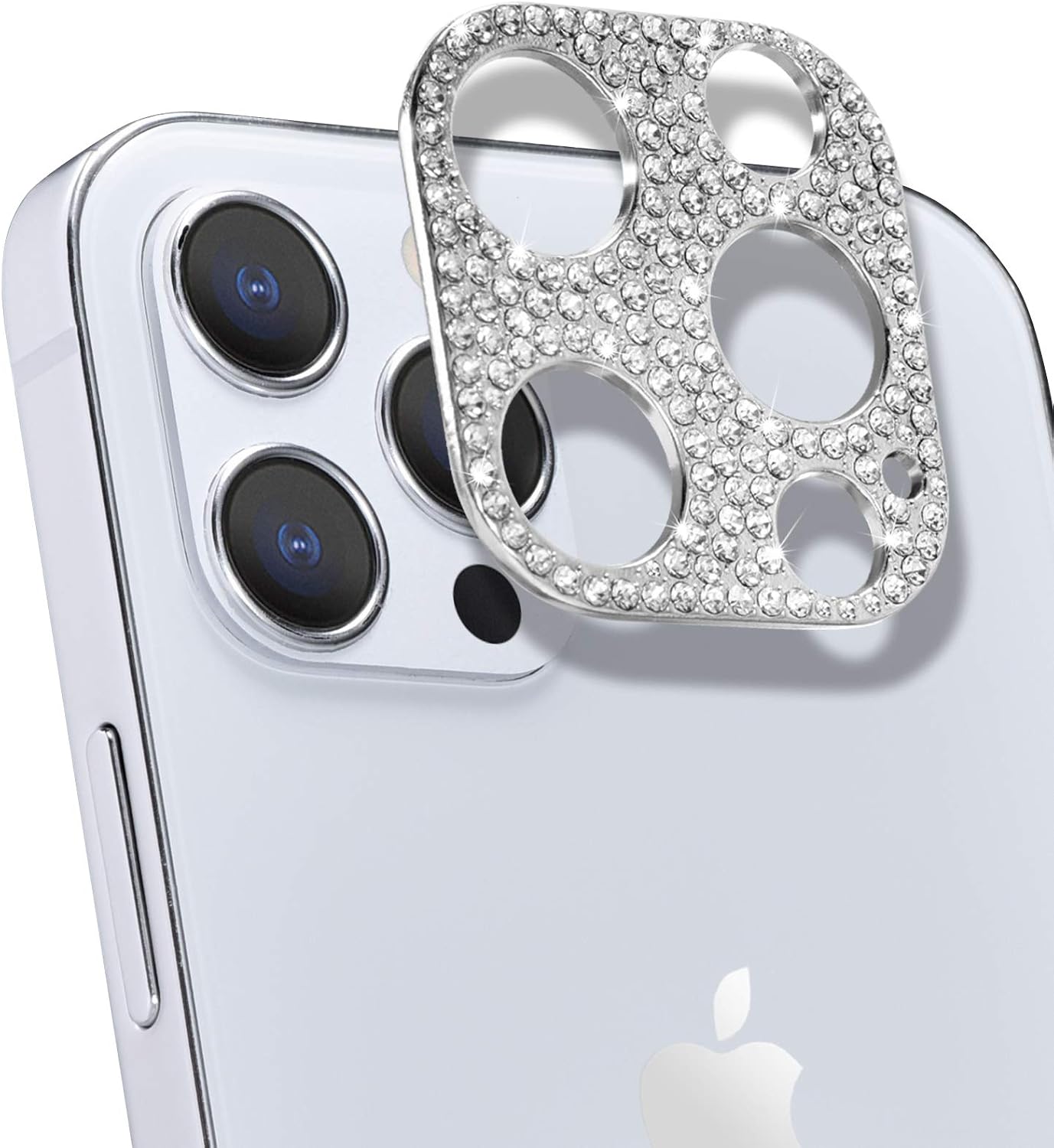 ICARERSPACE iPhone 12 Pro Max Camera Lens Protector[6.7”], Bling Diamond Camera Lens Cover Sticker Protector Designed for iPhone 12 Pro Max[Not Fit for iPhone 12 Pro] - Silver