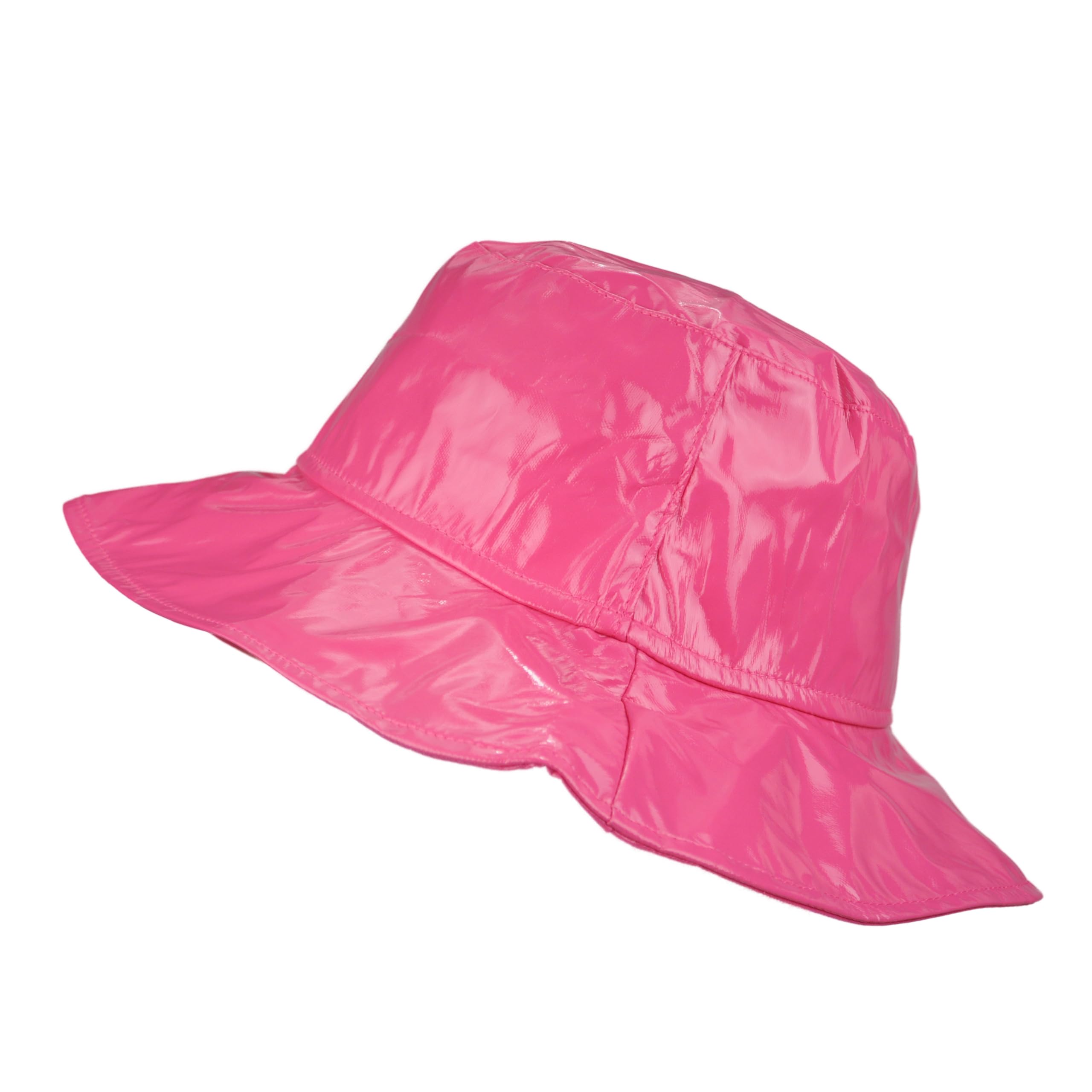 Toutacoo Women's Fuschia Pink/L Wide-Brimmed Viny Rain Hat (Fuschia/L)