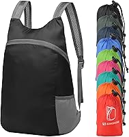 SUIKIHUM 20L Ultra Lightweight Foldable Hiking Daypack - Packable Travel Backpack for Camping Cycling Outdoor Adventures, Black