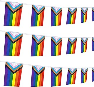 GentleGirl Progress Rainbow Pride Flags Banner String Small Mini Rainbow Gay LGBT Pennant Flag Decorations,50 Feet 38 Flag