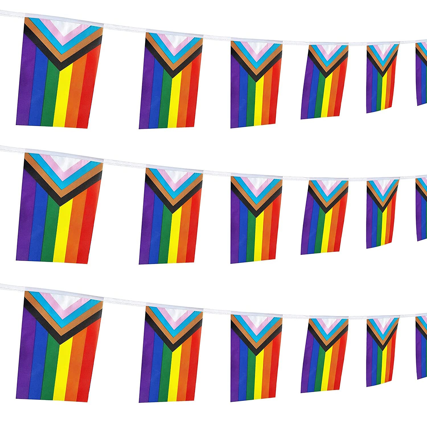 GentleGirl Progress Rainbow Pride Flags Banner String Small Mini Rainbow Gay LGBT Pennant Flag Decorations,50 Feet 38 Flag