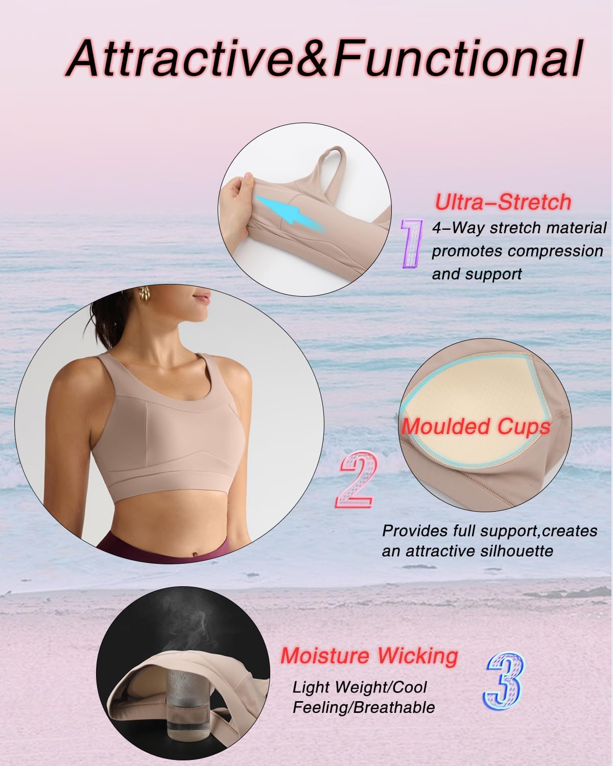 RUNNING GIRL High Impact Sports Bras for Women,Racerback Running Bra Workout Crop Tank Tops Longline Sports Bra Push up thumbnail