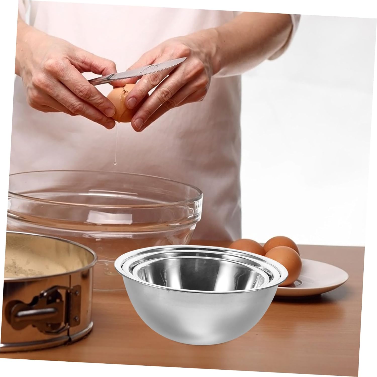 3pcs Stainless Steel Mixing Bowl Set Bowl for Baking Kneading Dough Mixing Ingredients Retro Basin