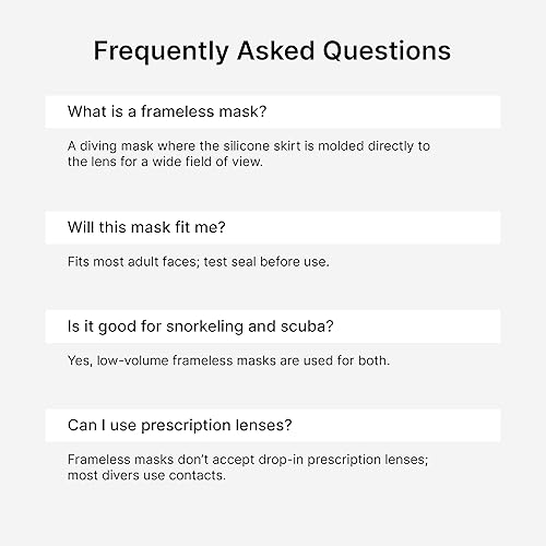 Miniatura 10 de Spartacus Frameless Dive Mask, Ultra-Clear Low-Iron Glass, Wide View, Low Volume, 100% Silicone Skirt, Teal