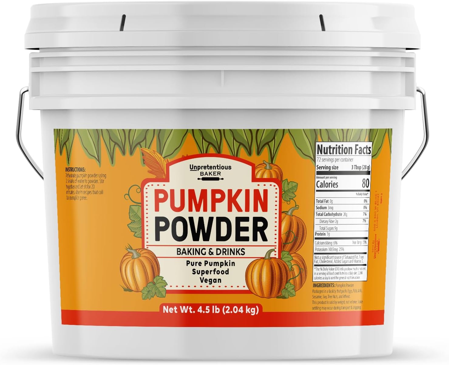 Unpretentious Pumpkin Powder Baker, 1 Gallon, Baking & Food Additive, Superfood, Pure Pumpkin