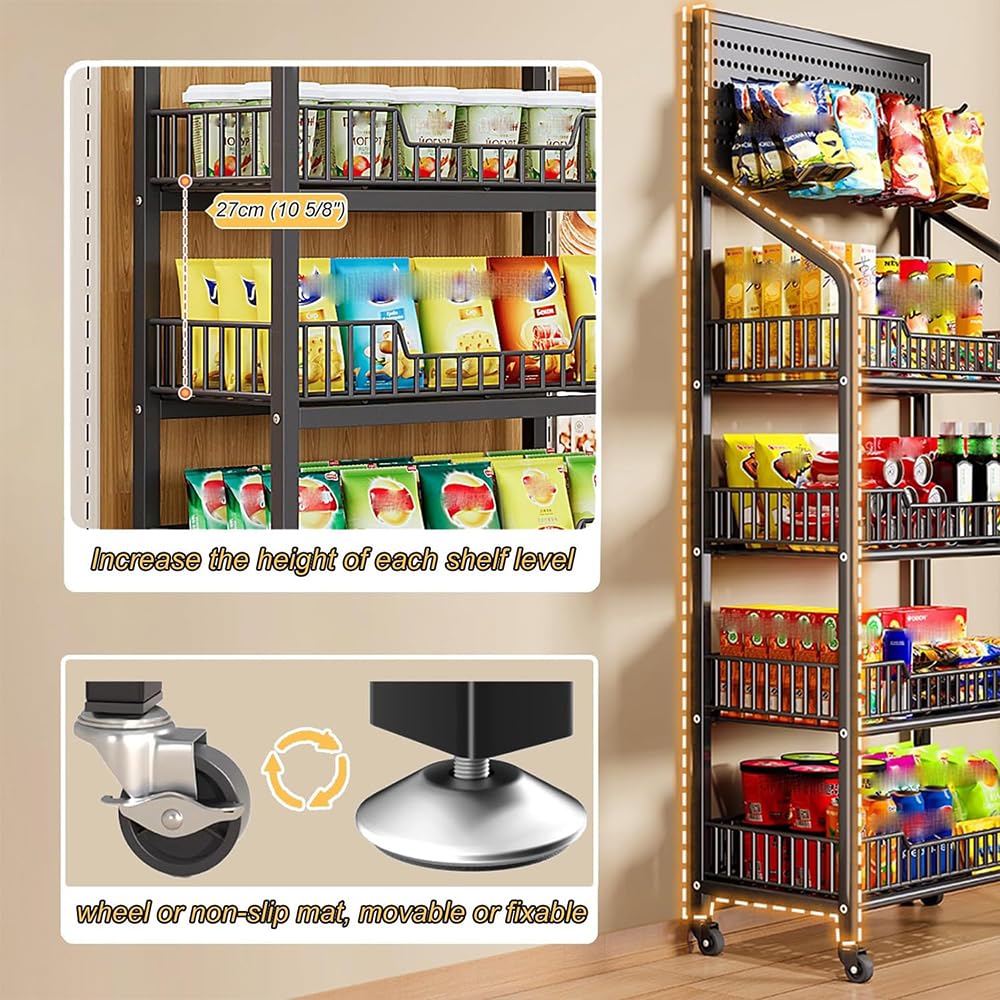Estantes de exhibición para minoristas, Estante de exhibición para bocadillos y Dulces, Soporte Organizador para Pan Enrollable, Organizador de bocadillos para encimeras, cocinas y Tiendas
