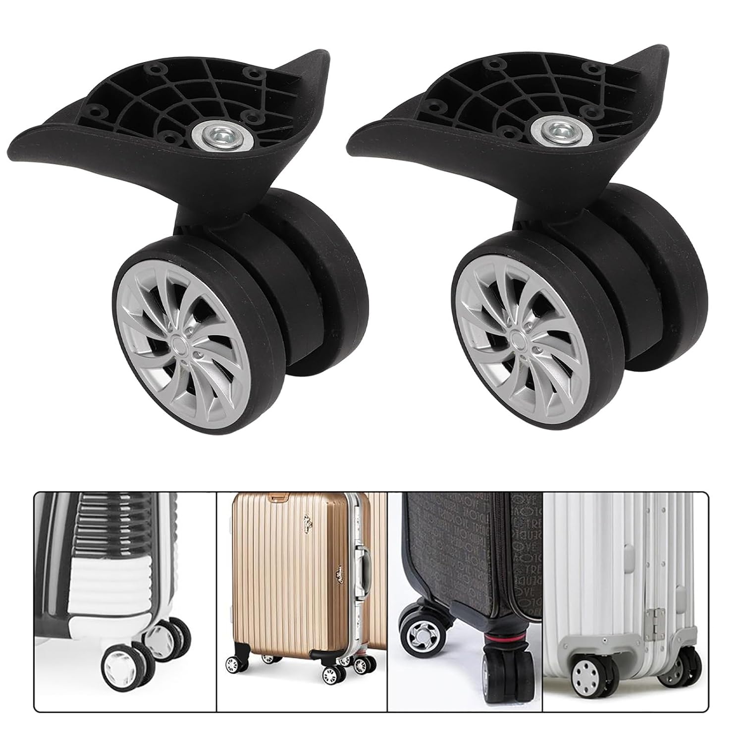 Luggage Caster Wheels, One Pair of Luggage Wheels Nylon Easy to Install with Screws for Maintenance Accessories image 2