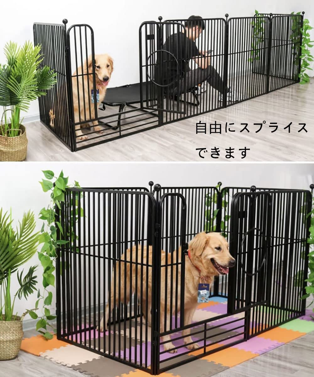 ペットサークル ドア付き スチール製 接続式 6枚 犬ゲージ