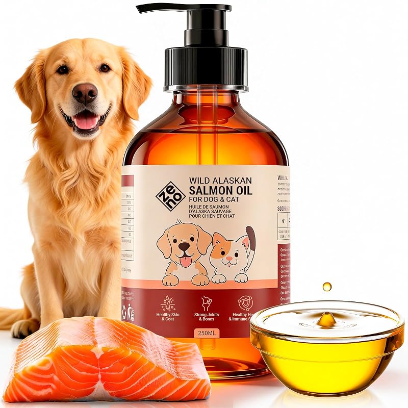 Óleo de salmão selvagem para cães e gatos com Ômega 3, EPA e DHA ZENO 250 mL