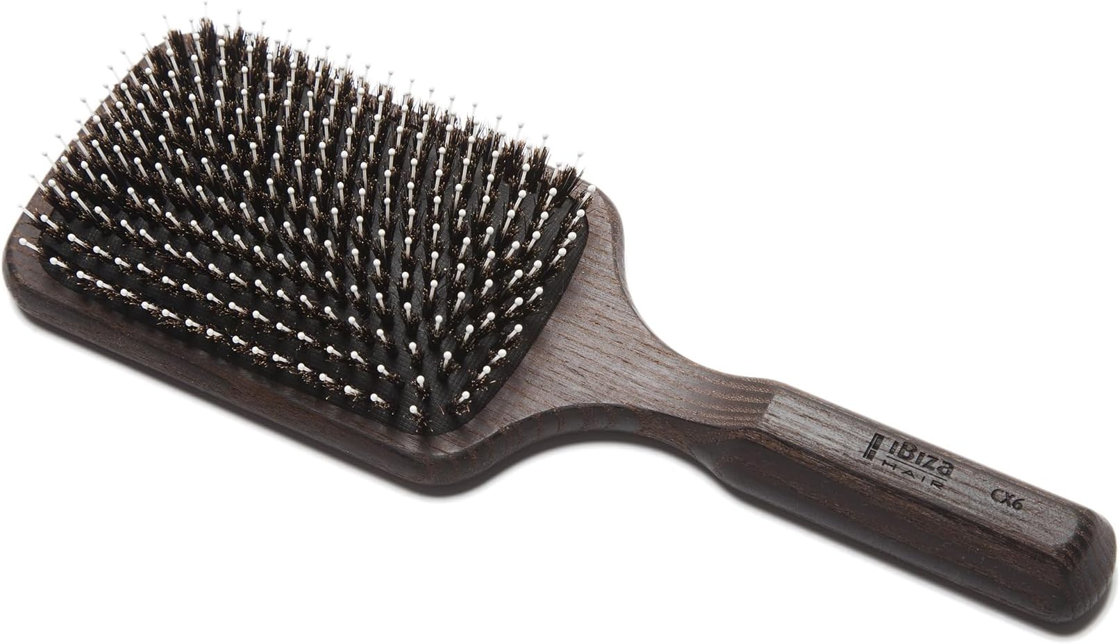 Detangling Paddle Brush (CX6) | 100% Boar Bristles with Ball-Tipped Quills for a Polished, Shiny Look | Durable Carbonized Wood | Ideal for Long Styles & Large Sections