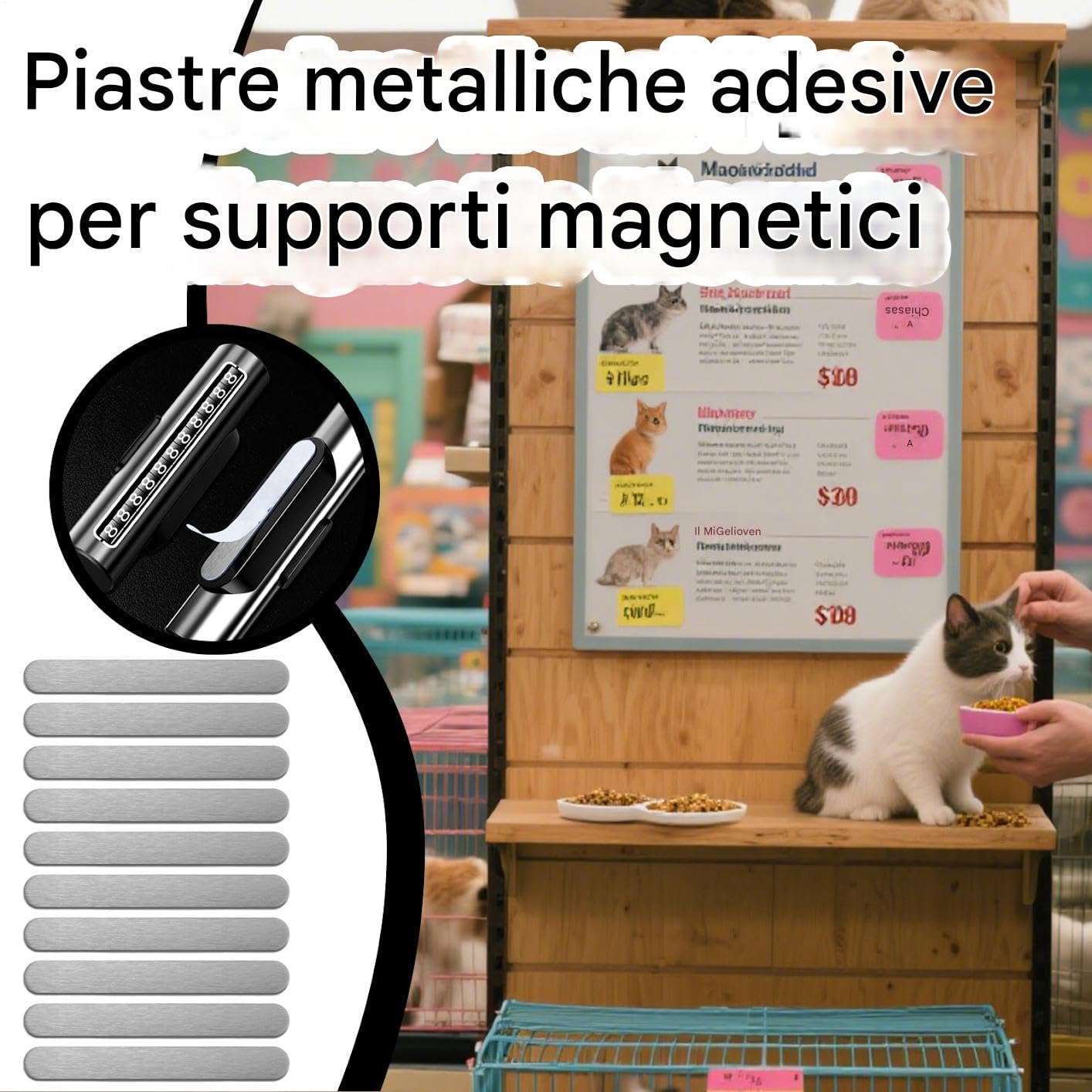 Piastre Acciaio Magnetico 10 Pezzi Strisce Metalliche Autoadesive Montaggio Magneti