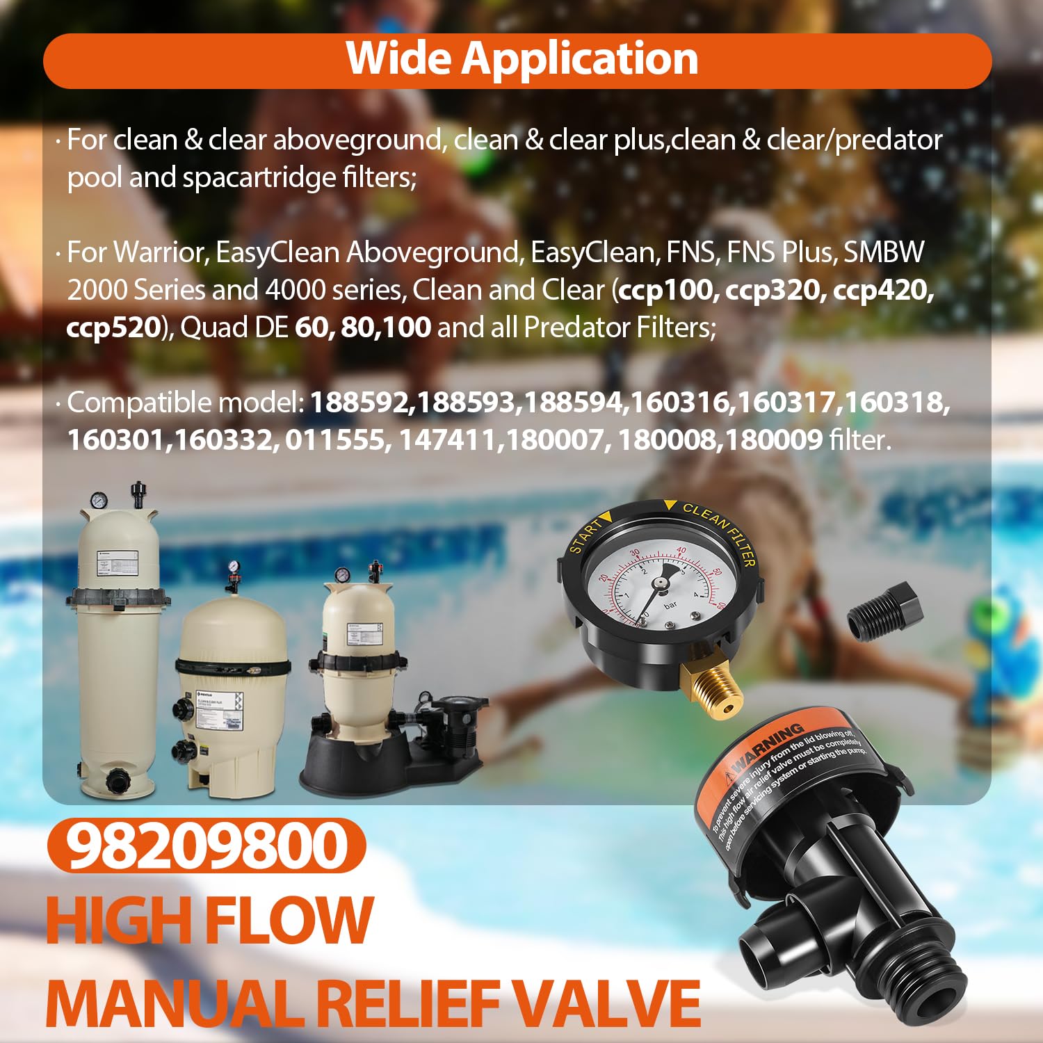 Válvula de alivio 98209800 + junta tórica 87300400