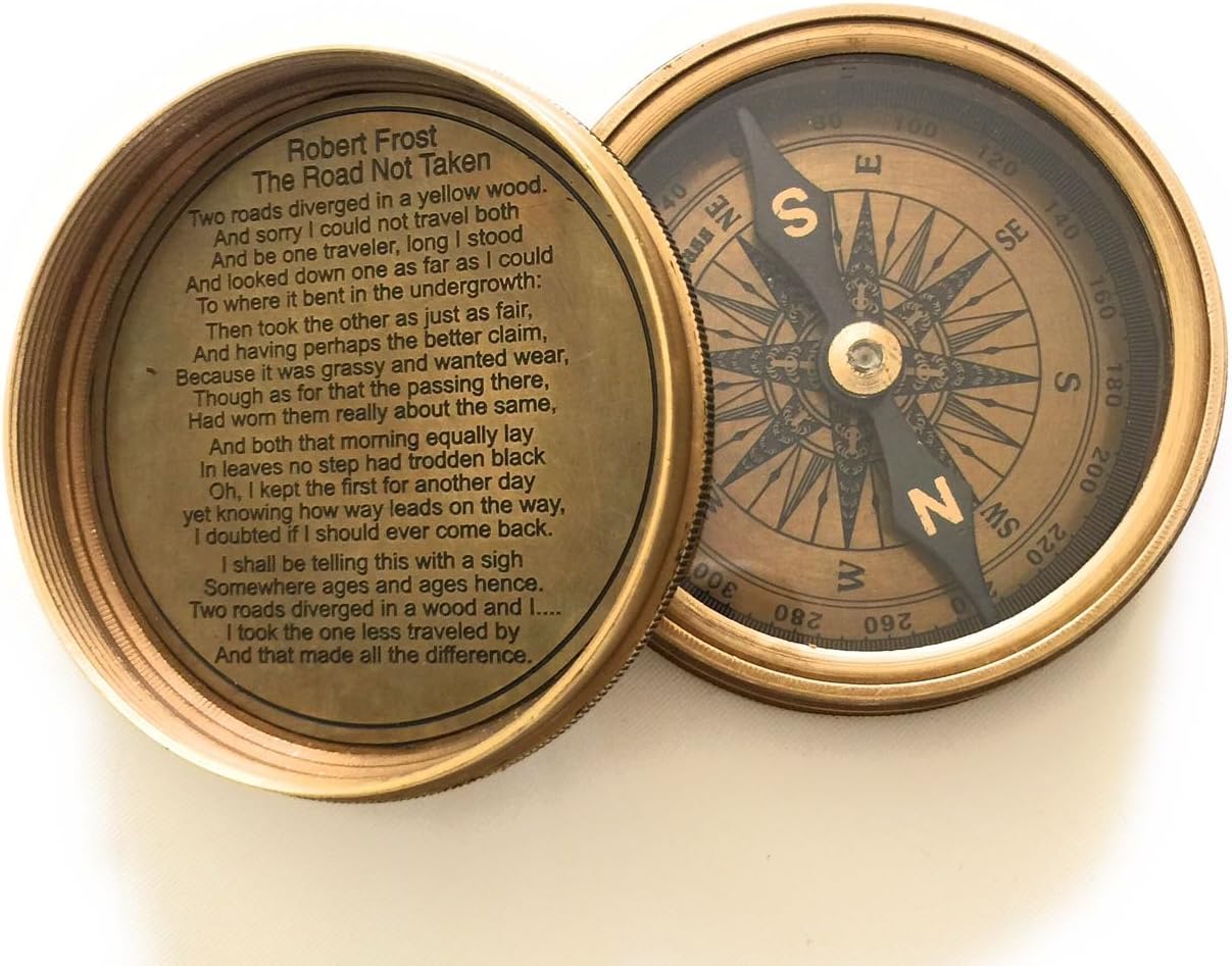 NauticalMart Robert Frost Poem Compass - Pocket Compass
