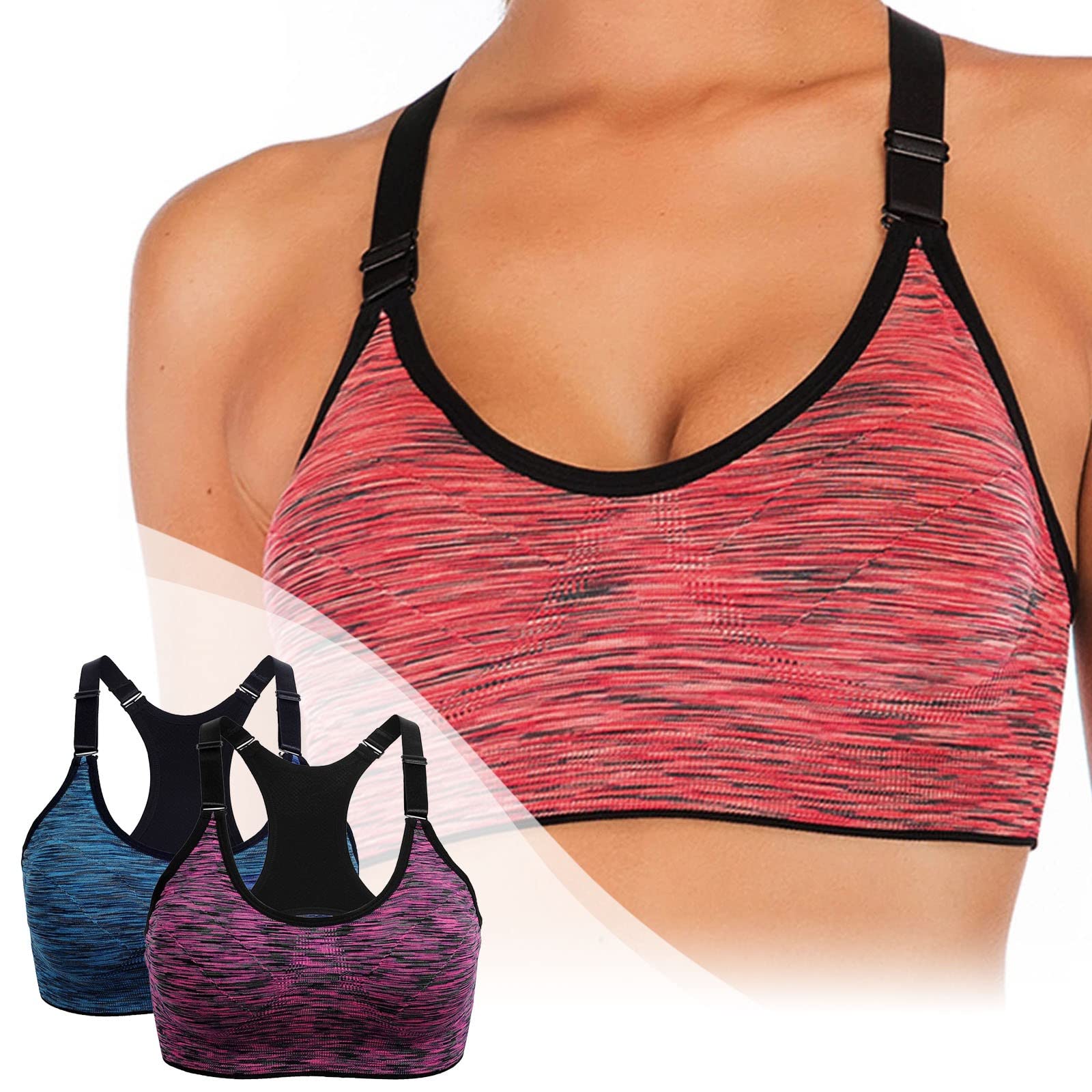 Sports Bra for Women High Yoga Running Seamless Gym Tank Top Fitness Vest Pack of 2, E, XL