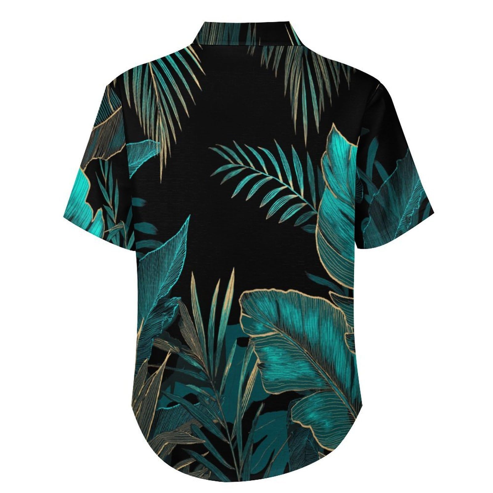 Camicie a Maniche Corte da Uomo - Camicie da Spiaggia con Stampa Arte con Foglie di Palma E Linee della Giungla, Funky Estiva Cool Camicia Hawaiana Monopetto Camicia S-5XL