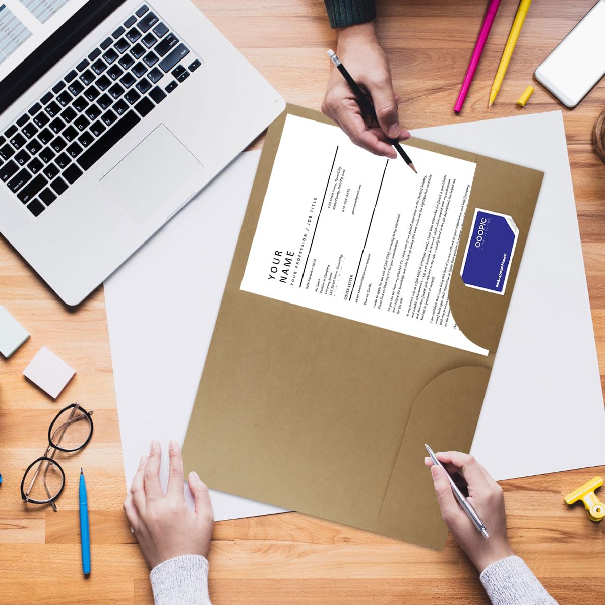 Teczka na dokumenty A4, 12 sztuk Teczki papierowe A4 Kraft z kieszeniami, Teczka na dokumenty z przegródkami, Projekty i prezentacje Dokumenty do biura, szkoły, domu