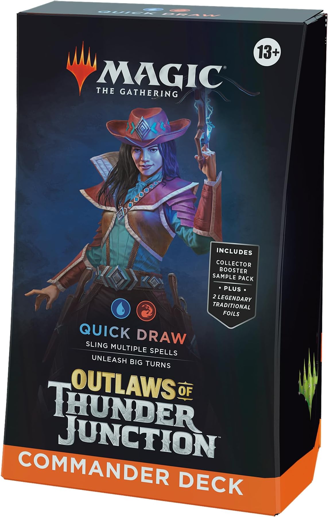 Magic: The Gathering Outlaws of Thunder Junction Commander Deck - Quick Draw (100-Card Deck, 2-Card Collector Booster Sample Pack + Accessories) (English Version)
