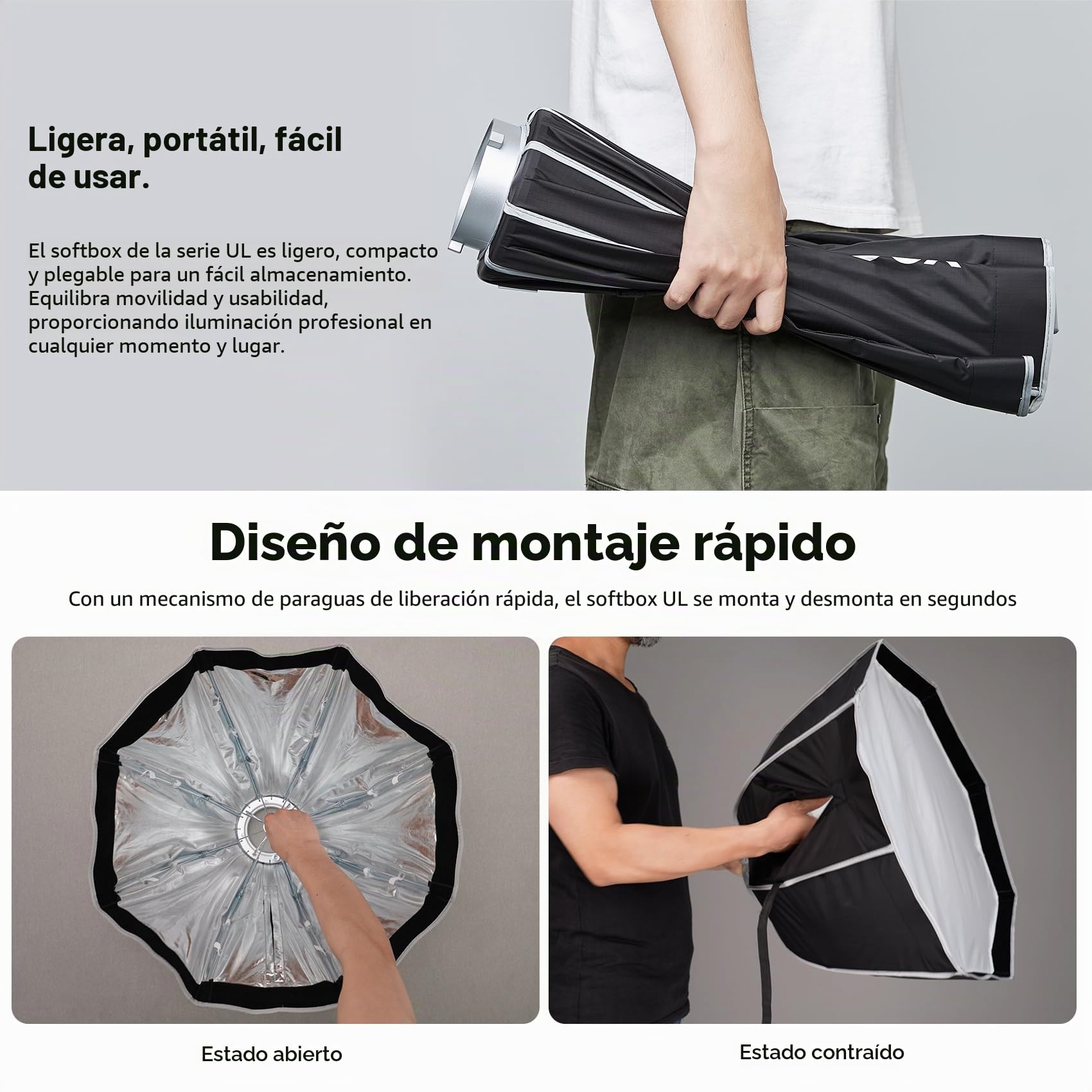 Godox UL-BOX-90 Rectangular Softbox 90x90cm Rápido Interruptor Softbox | Bowens Mount para MS200-V MS300-V SK400II-V DP400III-V DP600III-V SL60W SL60IID SL60IIBi SL100D SL100Bi y Otro Estudio Flash