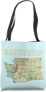 topographic map of Washington state, major cities, rivers Tote Bag