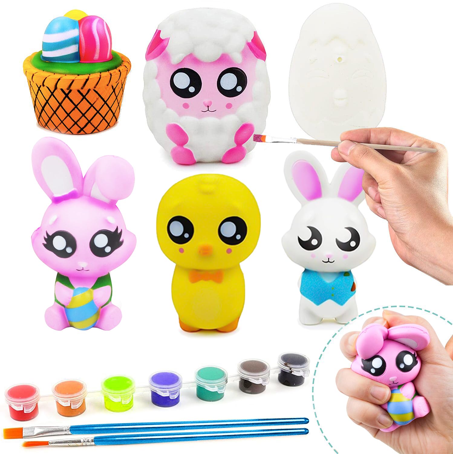 JOYIN 6 stuks Paas-squishy-speelgoedschilderset, knutselset om zelf te JOYIN 6 stuks Paas-squishy-speelgoedschilderset, knutselset om zelf te