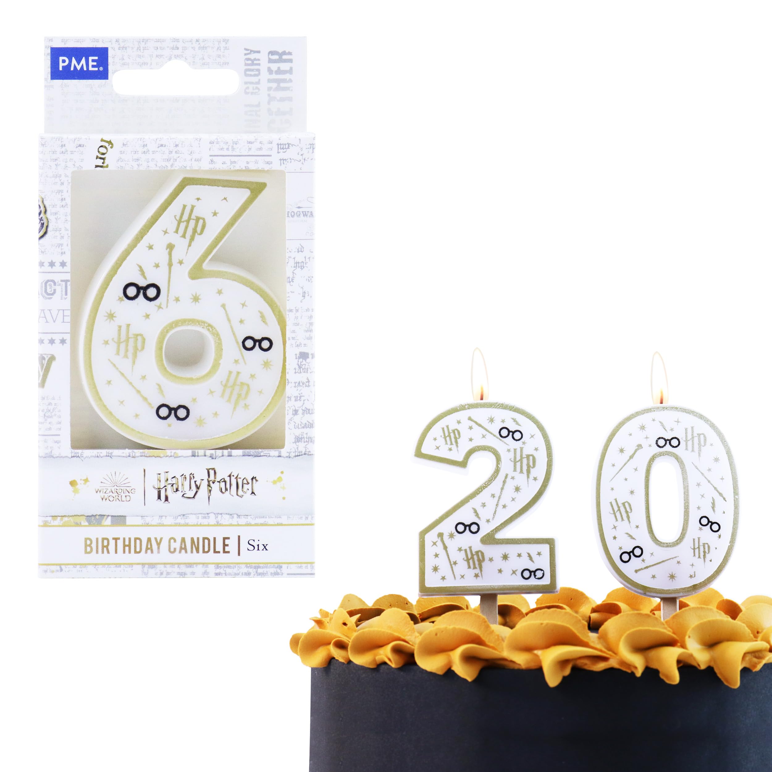 PME Harry Potter Birthday Candle, Number 6, Gold