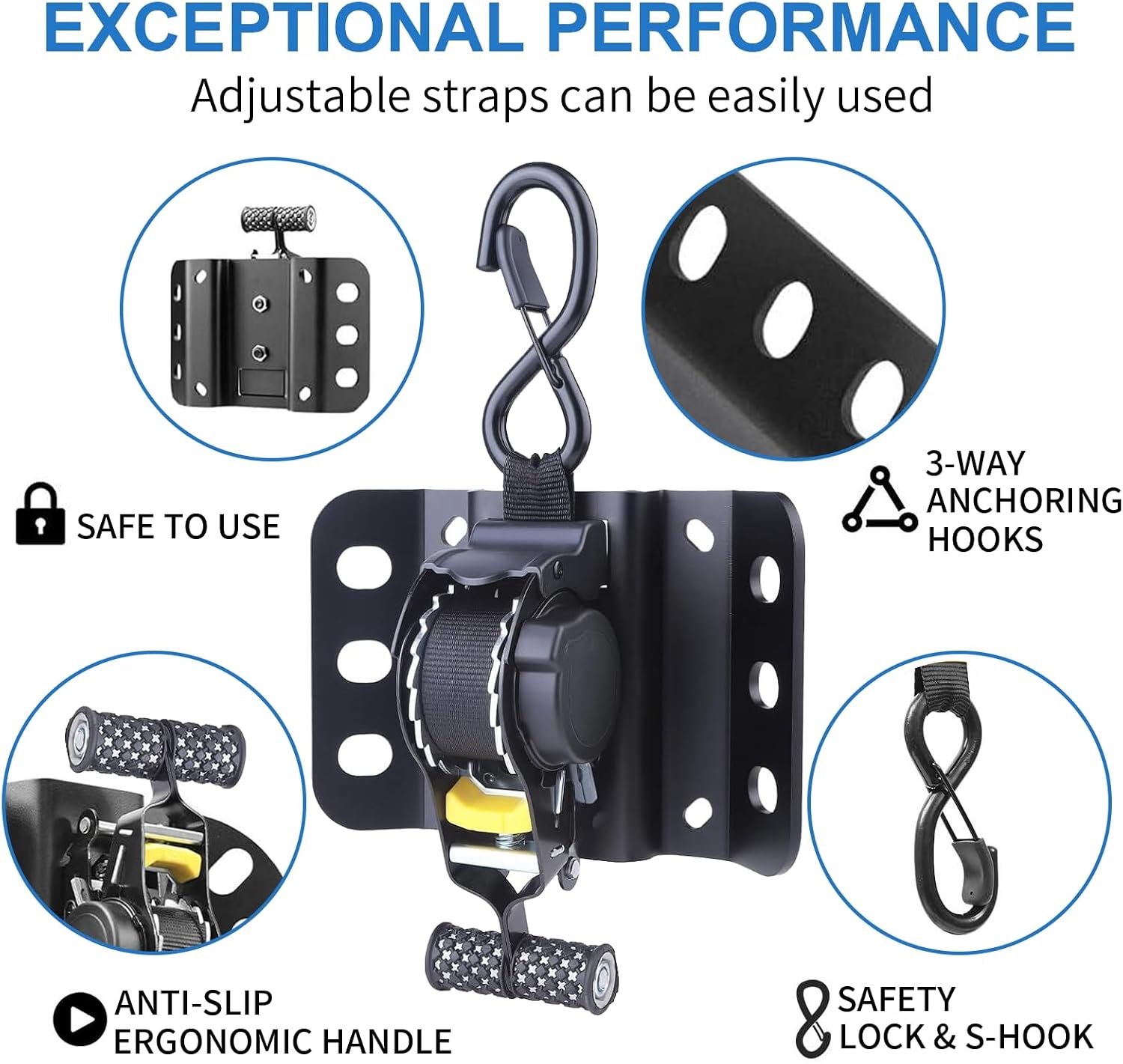 Retractable Ratchet Straps, 2PCS Self Retracting Ratchet Straps Tie Down Anchors Box Link Cleats for F250/F350/F450/F550 Super Duty Truck Bed Accessories(1,500lb Break Strength)