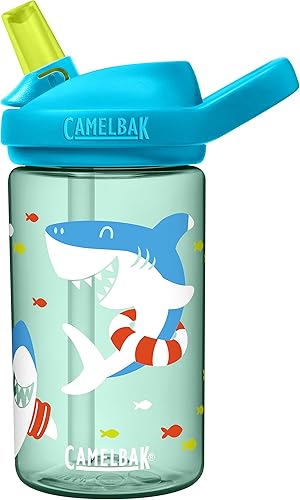 CamelBak Eddy+ Botella de agua para niños de 14 onzas con Tritan Renew, parte superior de pajilla, a prueba de fugas cuando está cerrada, colores de