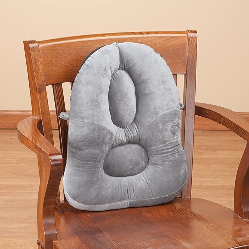 Miniatura 3 de WalterDrake Cojín de respaldo de apoyo postural, diseñado para aliviar el dolor de espalda en cualquier asiento, color gris claro