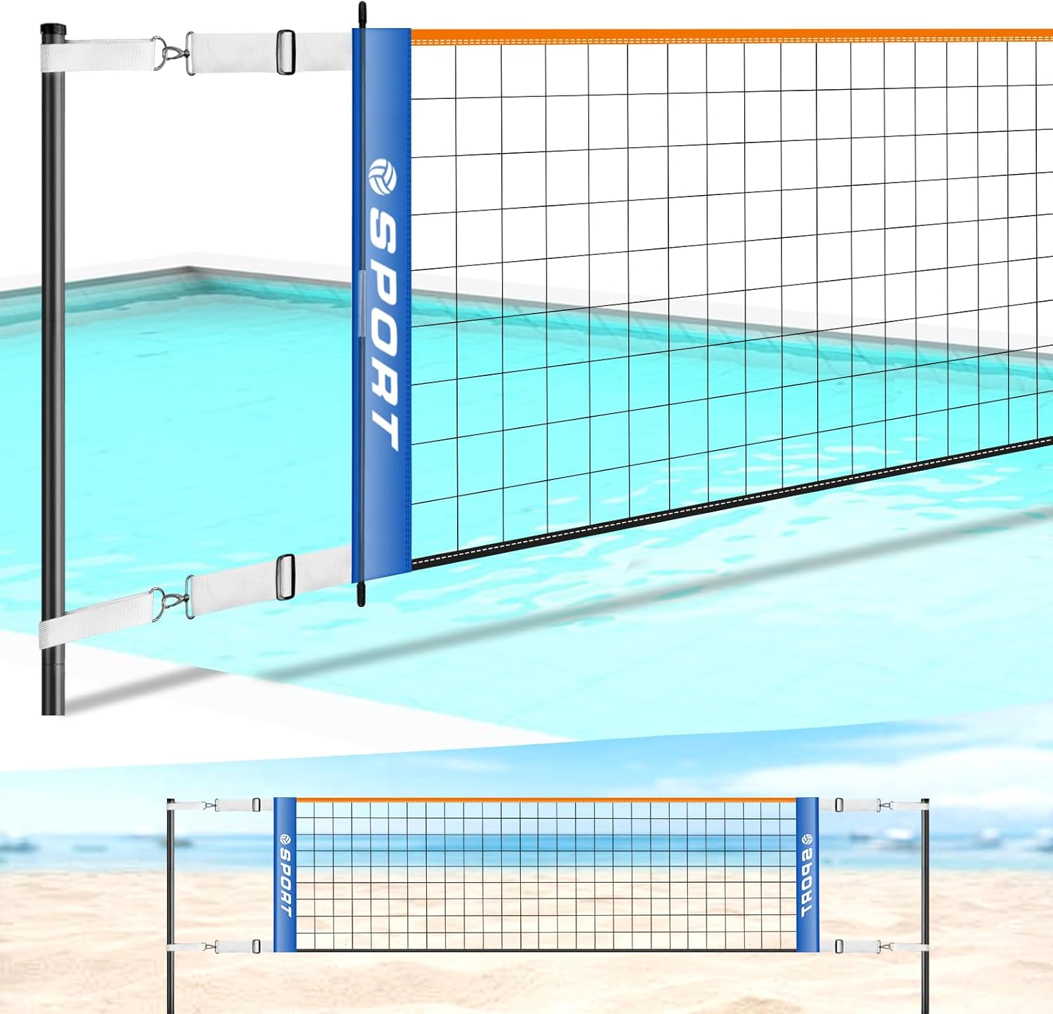 Pool Volleyball Net for Indoor & Outdoor, Upgraded Weather Resistance Volleyball Net Replacement【Net Only】