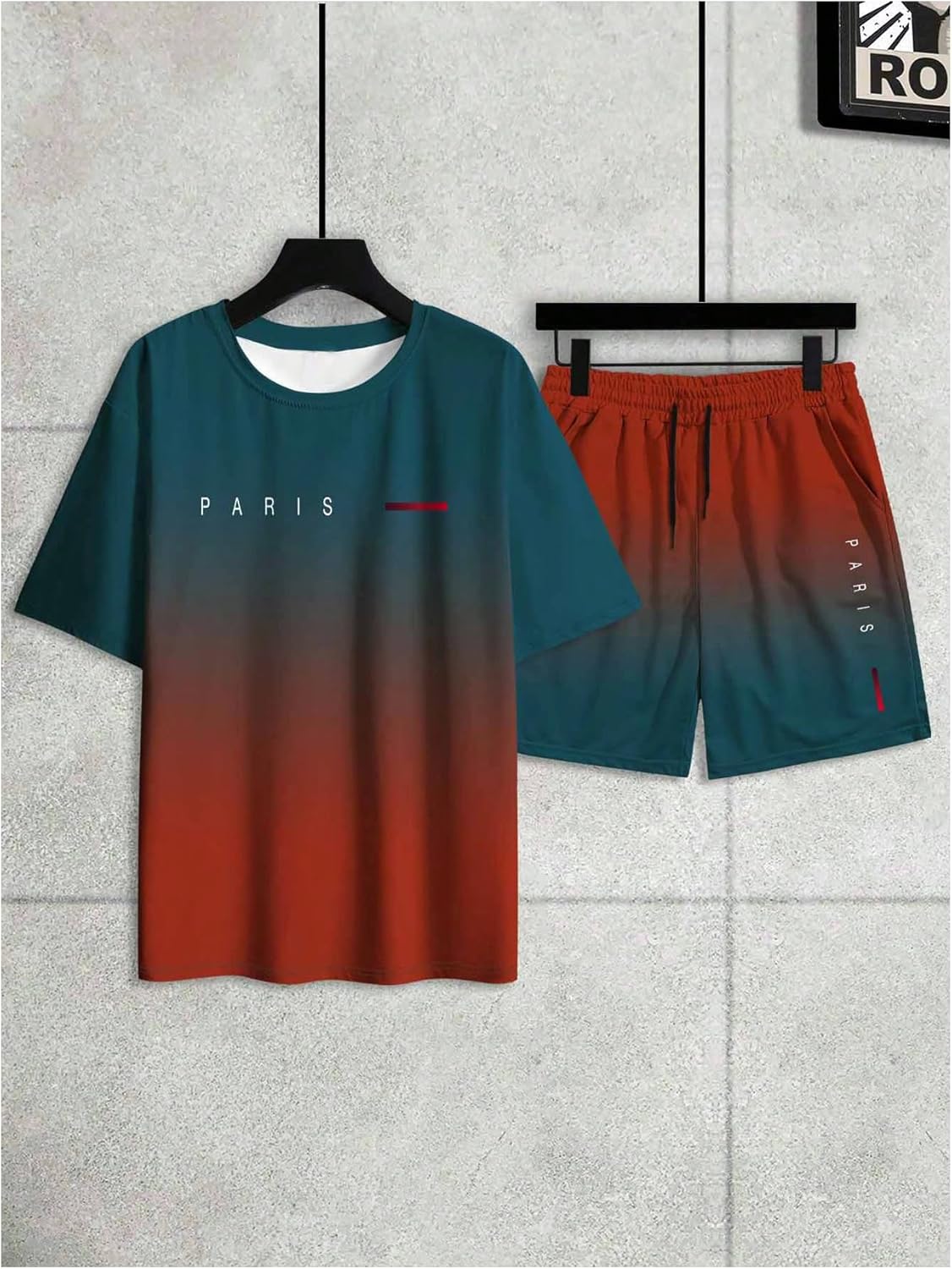 SOLY HUX Men's Summer 2 Piece Outfits Ombre Letter Graphic Short Sleeve Tee Tops and Shorts Set Tracksuit - Image 3